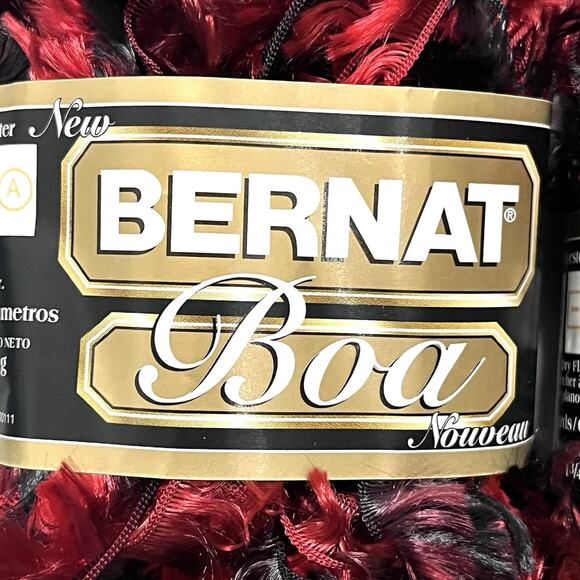 Bernat Boa Yarn Lot of 2 Skeins 1.75 Oz Ea Cardinal Red & Black - Picture 2 of 6
